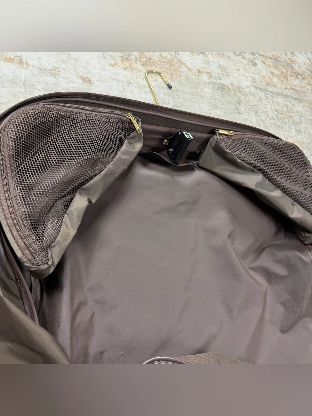 Vintage Jaguar Garment Folding Bag Travel Suit Carrier Brown & Brass 80s 90s